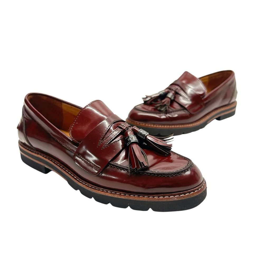 Stuart Weitzman Patent Leather Tassel Loafers Burgundy Womens Size 9N